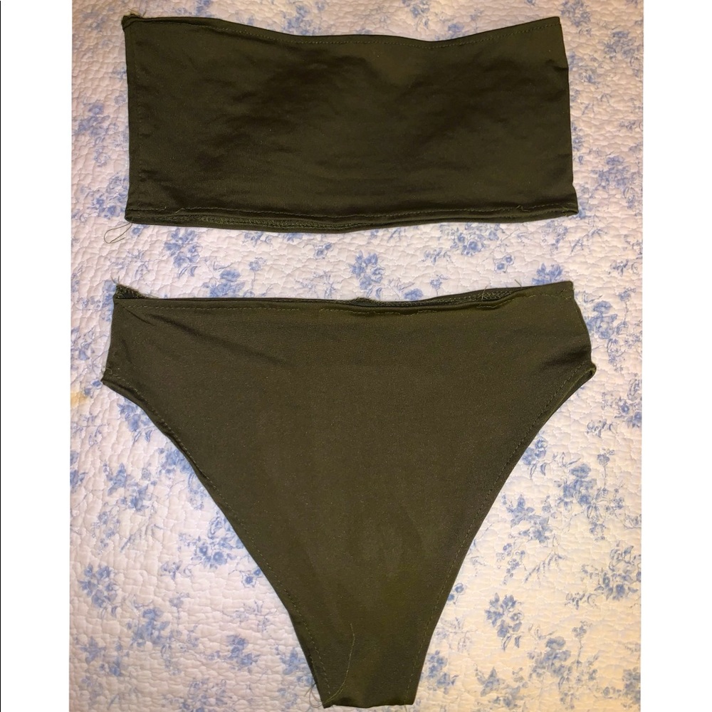 Green strapless bikini